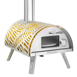 Piccolo Pizza Oven with Rotating Floor - Tuscan Sun - Includes Stand, Cover, Peel & Laser Thermometer - PPOTS-WT-BUNDLE