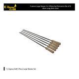 Cyprus Grill Set of 5 - Heavy Duty Large Skewer 86cm Long (Groove to Tip) for H/Duty 5x11 Spit Rotisserie 8mm thick - LSGS-2210A-BUNDLE