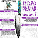 Sea Creature Series 8.25" (21 cm) 45 Layer Damascus Chef Knife