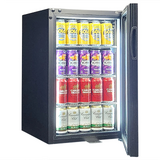 Classy Quiet 69Ltr Triple Glazed Bar Fridge With Blue and White Led