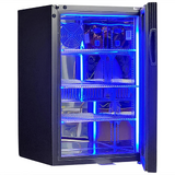 Classy Quiet 69Ltr Triple Glazed Bar Fridge With Blue and White Led