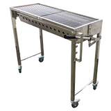 Traditional Charcoal BBQ with Height Adjustable Charcoal Tray and Wheels (Stainless Steel) - SSBBQHW