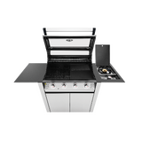 Beefeater 1600 Series Stainless Steel 4 Burner BBQ & Trolley w/ Side Burner, Cast Iron Burners & Grills- BMG1641SA