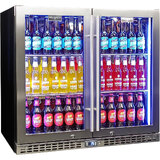 Schmick Twin Door Quiet Running  Stainless Steel Heated Glass Door Bar Fridge Model SK246-HD