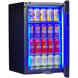 Classy Quiet 69Ltr Triple Glazed Bar Fridge With Blue and White Led