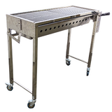 Traditional Charcoal BBQ with Height Adjustable Charcoal Tray and Wheels (Stainless Steel) - SSBBQHW