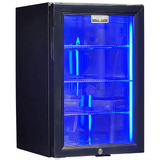 Classy Quiet 69Ltr Triple Glazed Bar Fridge With Blue and White Led