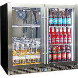 Schmick Twin Door Quiet Running  Stainless Steel Heated Glass Door Bar Fridge Model SK246-HD