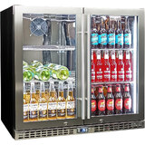 Schmick Twin Door Quiet Running  Stainless Steel Heated Glass Door Bar Fridge Model SK246-HD