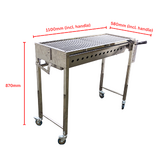 Traditional Charcoal BBQ with Height Adjustable Charcoal Tray and Wheels (Stainless Steel) - SSBBQHW