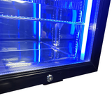 Classy Quiet 69Ltr Triple Glazed Bar Fridge With Blue and White Led