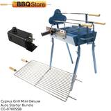 Cyprus Grill Mini - Deluxe Auto (Blue) with 20kg Variable Speed Motor & Raised Grill - CG-0700SSB-BUNDLE