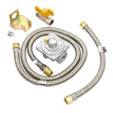 Natural Gas Hi Flow Regulator & Hose Kit w/Ball Valve (1/2"BSSP to 5/8" - 18 UNF (3/8"SAE) - GM4025