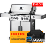 Napoleon Rogue 525 4 Burner 304 SS - Side Burner + Rear Burner + SS Grills - Backyard BBQ Bundle