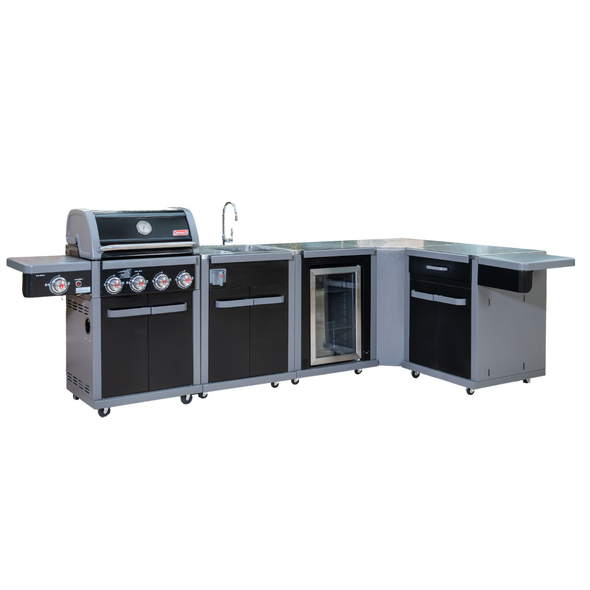 Coleman Revolution 4 Burner BBQ L-Shaped Kitchen w/ fridge & sink - COLREVKIT-1-BUNDLE