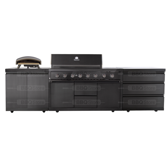 Gasmate Nova Graphite 6 Burner BBQ Kitchen with Pizza Oven 3.13m - NOVAKIT-PORTOFINO-BUNDLE