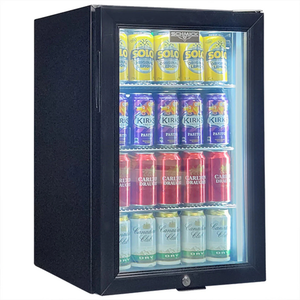 Classy Quiet 69Ltr Triple Glazed Bar Fridge With Blue and White Led