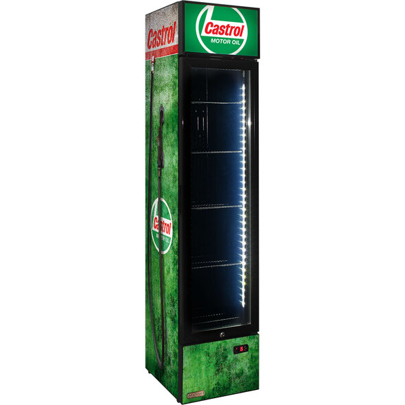 Castrol Fuel Pump Branded Skinny Upright Bar Fridge