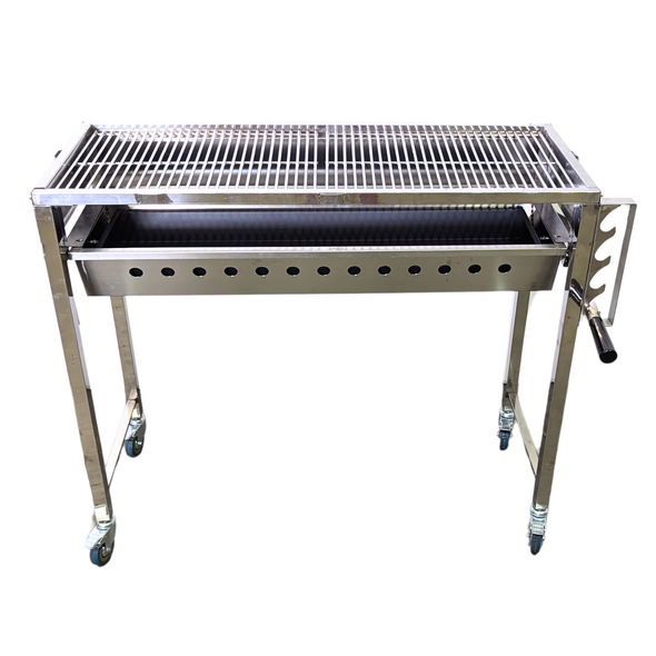 Traditional Charcoal BBQ with Height Adjustable Charcoal Tray and Wheels (Stainless Steel) - SSBBQHW