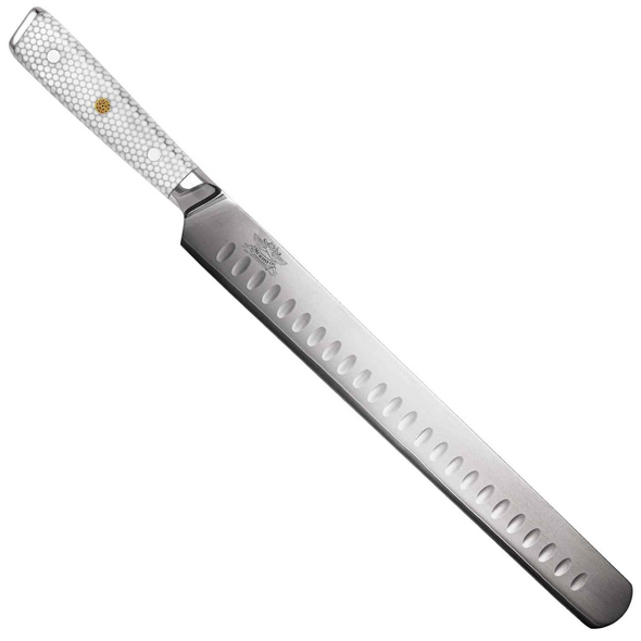 White Tessellation Brisket Slicer 11.8" (30 cm) Three Layer VG-10 Core Slicing/Carving Knife